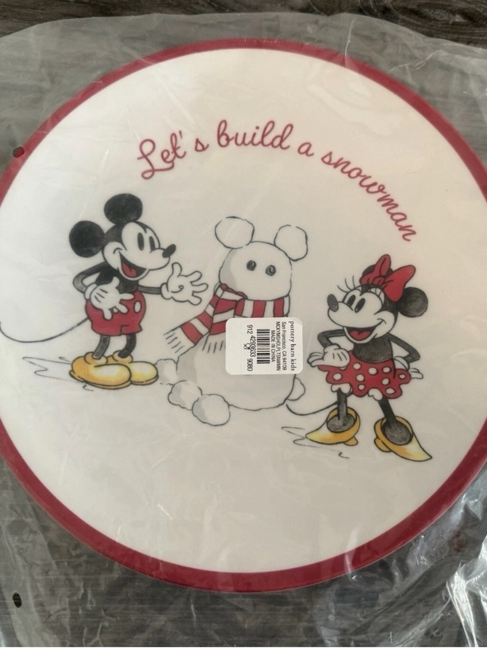 New Pottery Barn Kids Mickey Mouse Holiday Plate